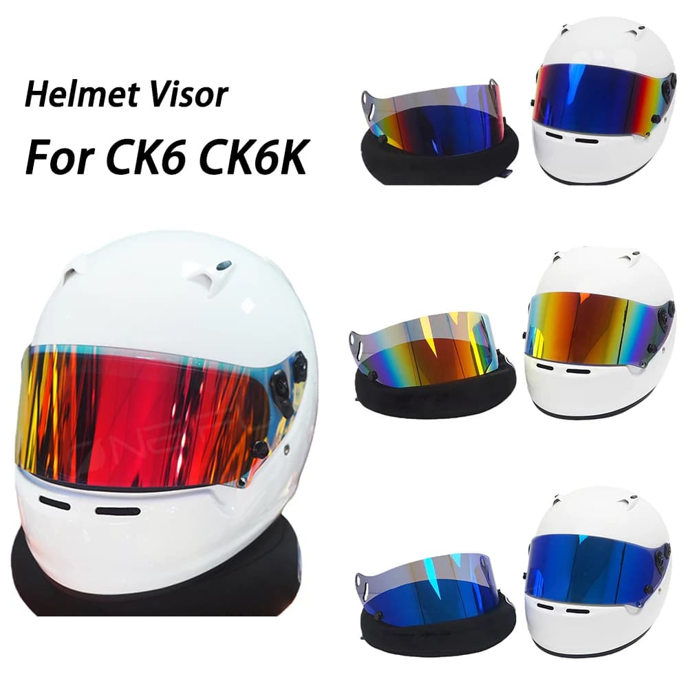 Fit for CK-6 CK6K Helmet Visor Motorcycle Full Face Helmet Shield Lens Replacement Deep tea Silver Anti-UV Lens for arai CK6