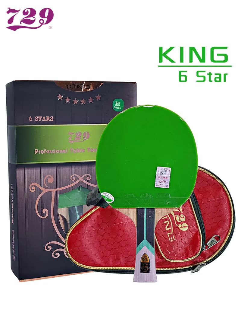 Genuine 729 Friendship KING 6 Star nuovissima racchetta da Ping Pong racchetta da Ping Pong appiccicosa in gomma verde 5 paletta in legno