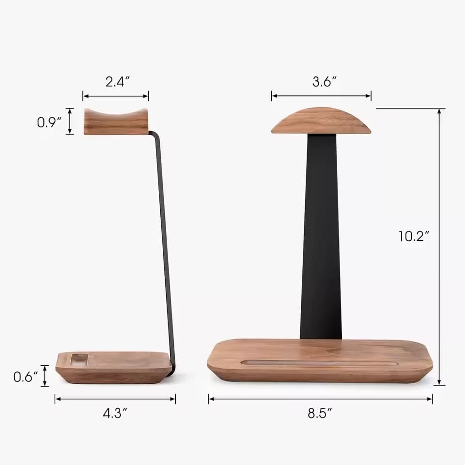 Headphone support, wooden desk headphone support, universal headphone support with object base for gaming, Airpod Max, Bose, Razer