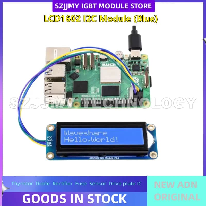 Raspberry Pi LCD1602 Backlit display 32-character adjustable LCD screen 3,3 V/5 V NEW ORIGINAL IN MAGAZZINO