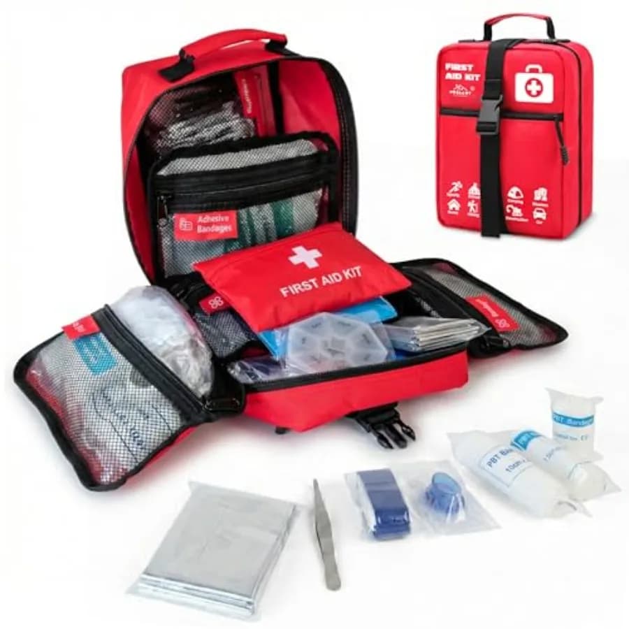 Kit di Pronto Soccorso Premium da 556 Pezzi, Borsa Medica di Sopravvivenza con Scomparti Etichettati, Essenziale per Casa, Lavoro e Sport, M