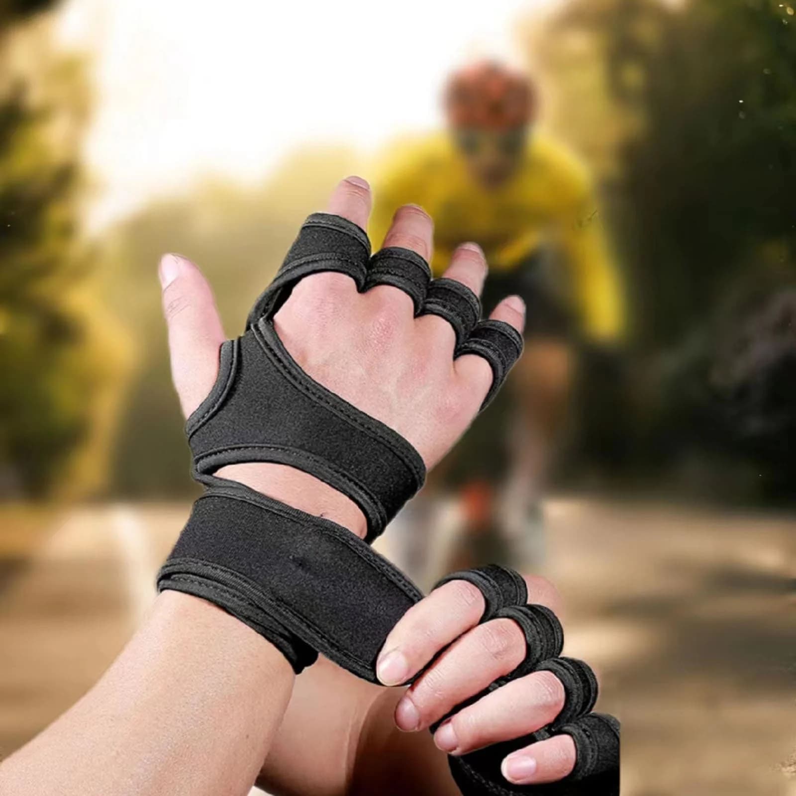 1 pair of sports cycling gloves for cross training, with wrist support, weight lifting and fitness, silicone cycling gloves