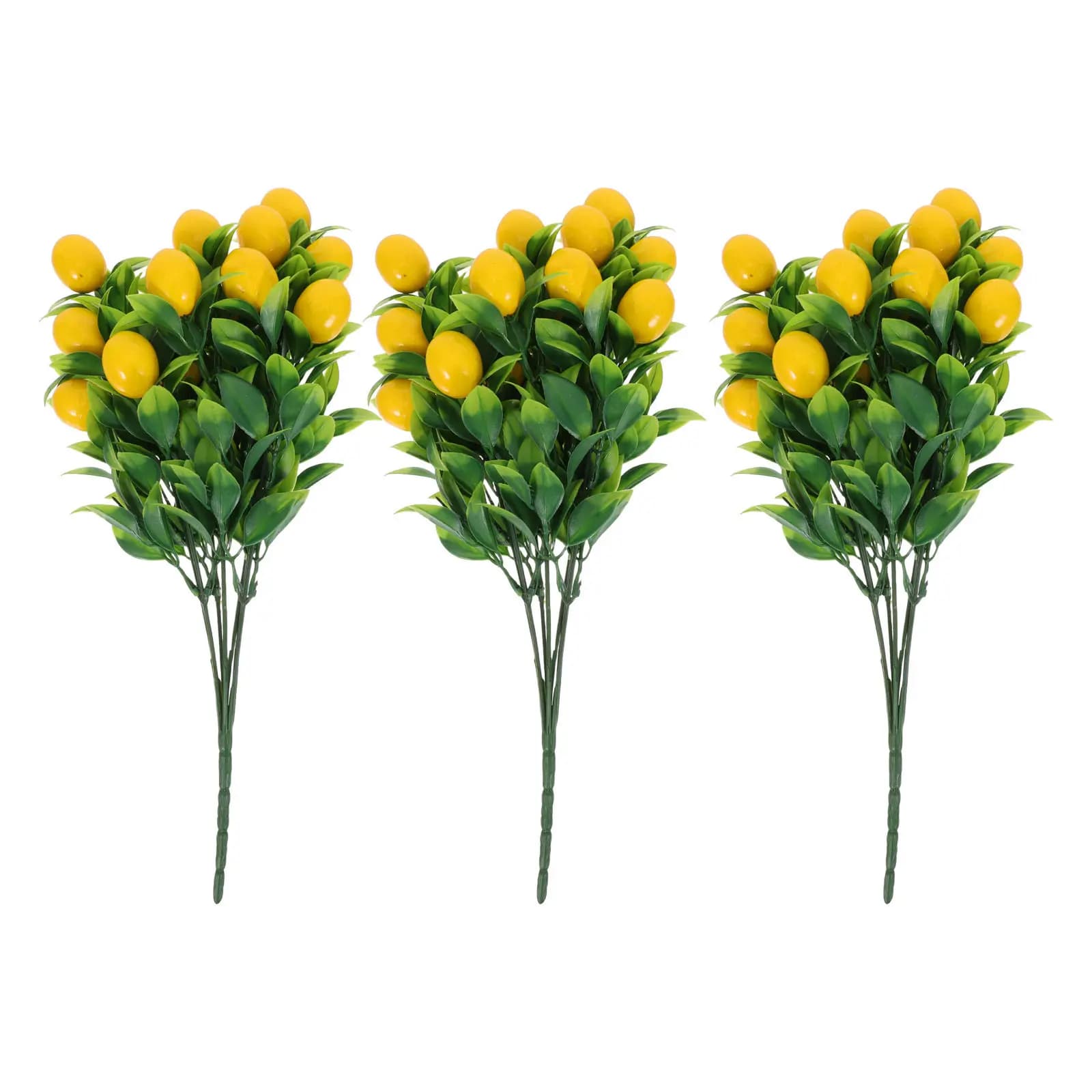 3Pcs Artificial Lemon Branches with Vibrant Fruits and Leaves Realistic Faux Plant Stems for Table Centerpieces Flower