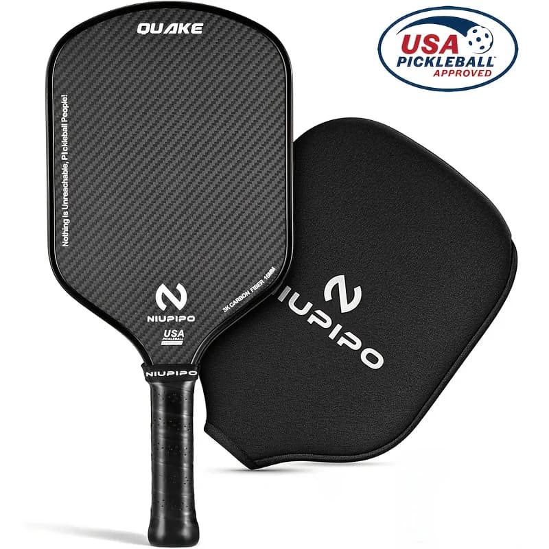 Pagaia per pickleball in fibra di carbonio NIUPIPO 3K, APROBATA PICKLEBALL USA, nucleo a nido d'ape in polimero 16 mm, potenza e controllo e rotazione migliorati
