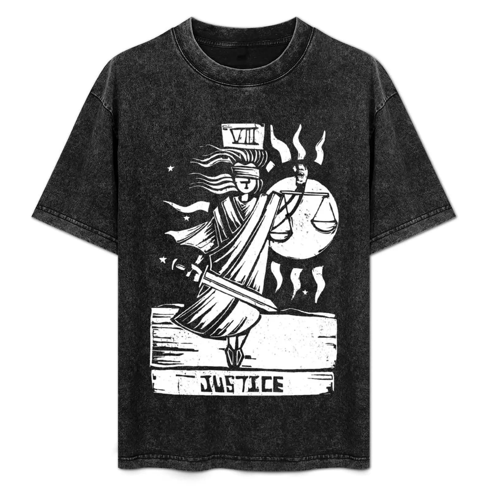 Justice - Tarot Cards - Maglietta con le Arcane Maggiori, semplice, casual, a maniche corte