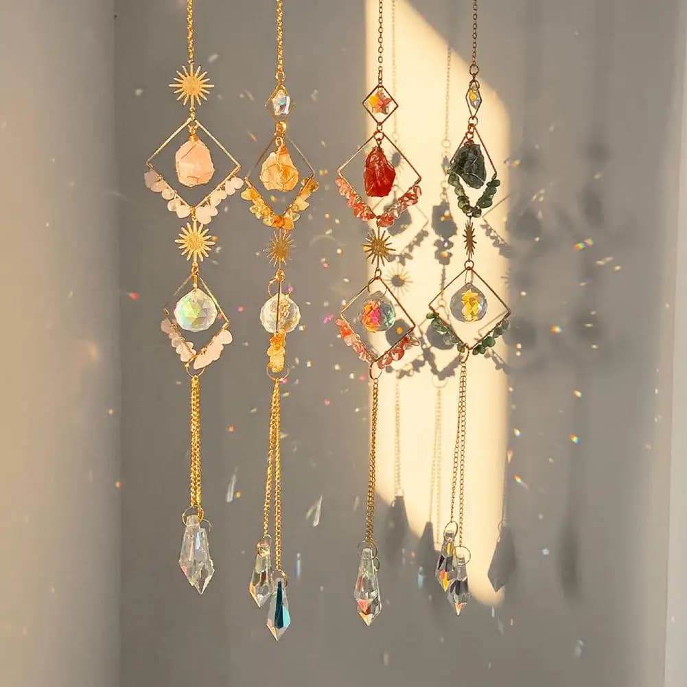 Exquisite Crystal Sun Catcher Glass Ball Prism Pendant Rainbow Light Wind Chime Indoor Outdoor Patio Garden Window Decor