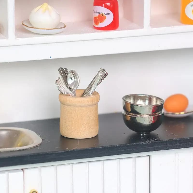 Set di Utensili da Cucina in Miniatura Scala 1:12, Attrezzi per Casa delle Bambole, Decorazione Cucina, Micro Scenari per Gioco di Ruolo