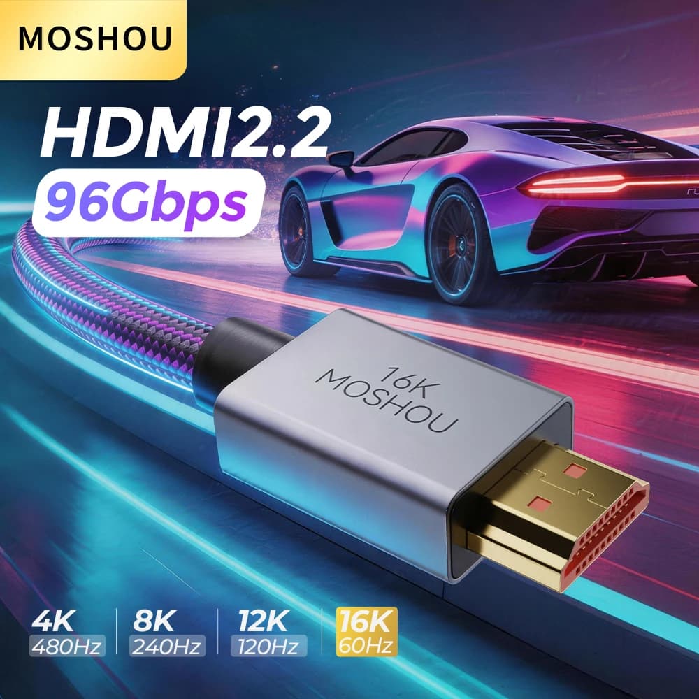 Cavo HDMI 16K 96Gbps Ultra High Speed HDMI 2.2 16K@60Hz 8K@120Hz 4K@480Hz HDCP 2.2&2.3 HDR Dinamico eARC DTS:X