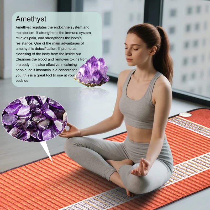 Amethyst Mat for Women's Yoga Therapy with infrared PEMF and degree of Anion Air Massage Jewelry for Body Application