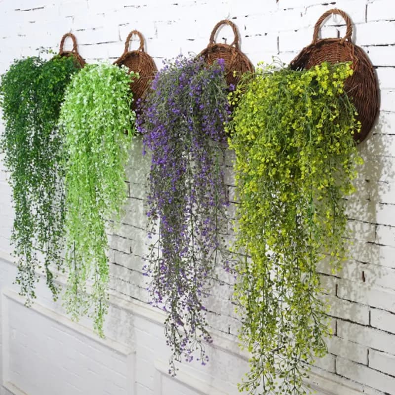 Artificial plant to hang on wall in willow of the admirable Artificial hanging plant in fake screw for decoration of wall of the home garden