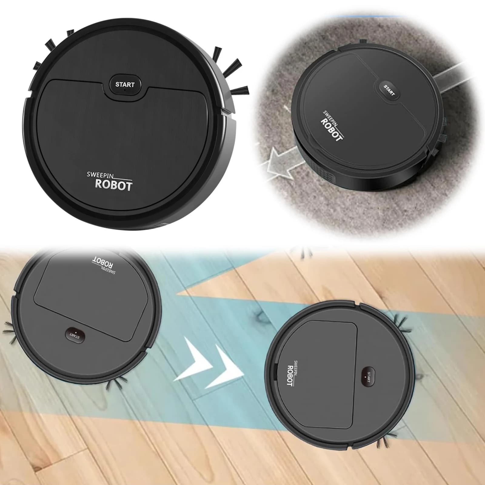 3-in-1 Smart Robot Vacuum Cleaner Ultra-Thin Mini Robot Vacuum Smart Navigation Low Noise Ideal for Pet Hair Hard Floor Carpet