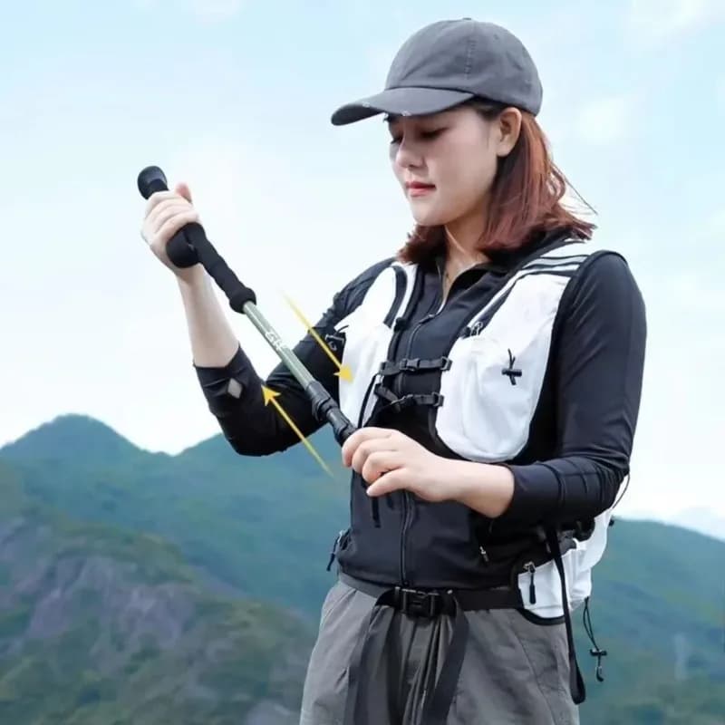 Aluminum Alloy Ultralight Telescopic Folding Trekking Pole Walking Stick for Hiking Mountaineering Outdoor Climbing Support Gear