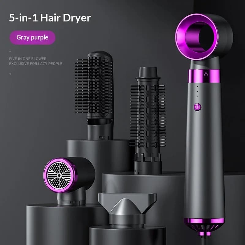 5 In 1 Negative Ion Hot Air Brush Multifunctional Hair Dryer Straightener Curler Hair Styling Tool