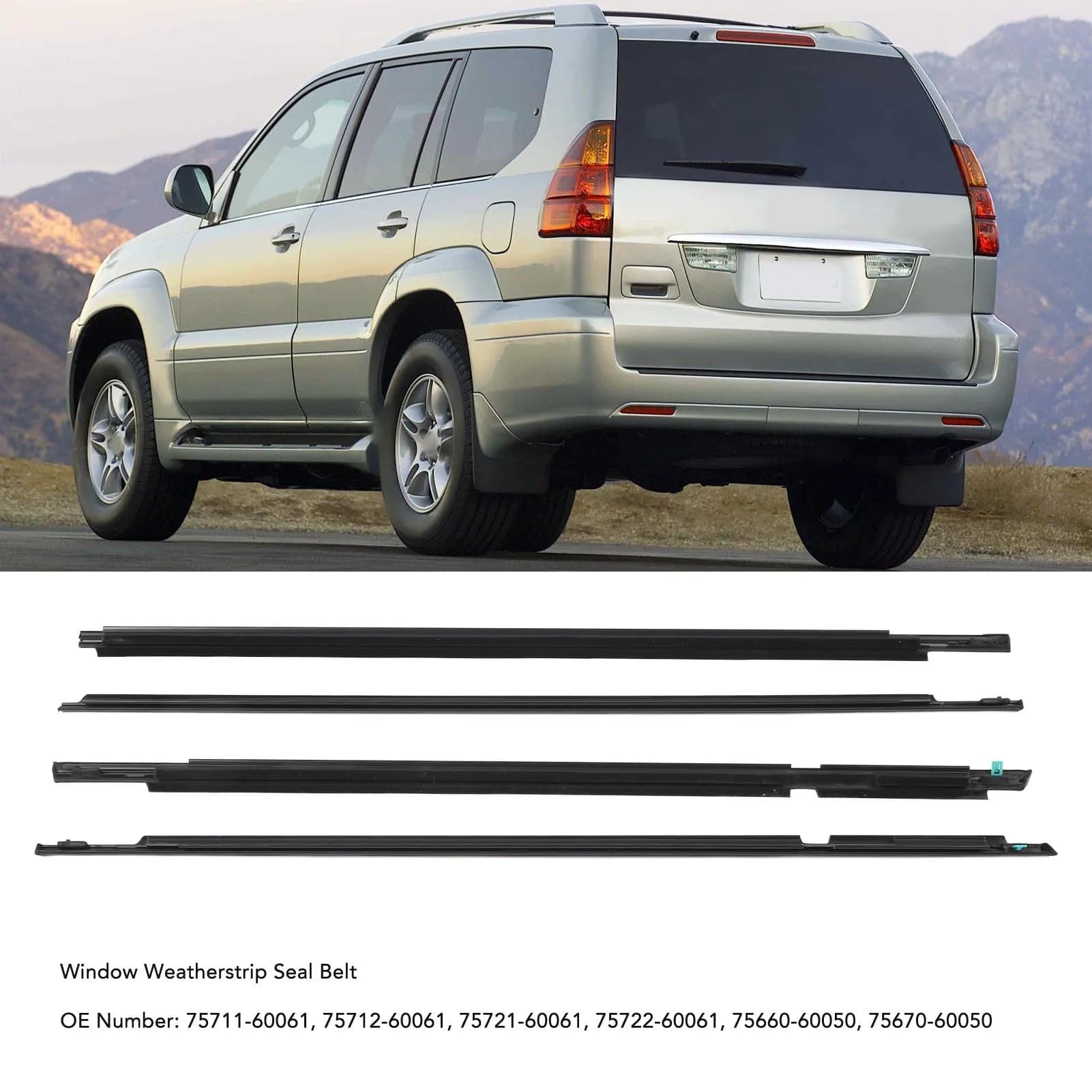 4 pezzi cintura di tenuta guarnizione guarnizione finestrino auto 75711-60061 sostituzione per Toyota Land Cruiser Prado serie 120 dal 2003 al 2009
