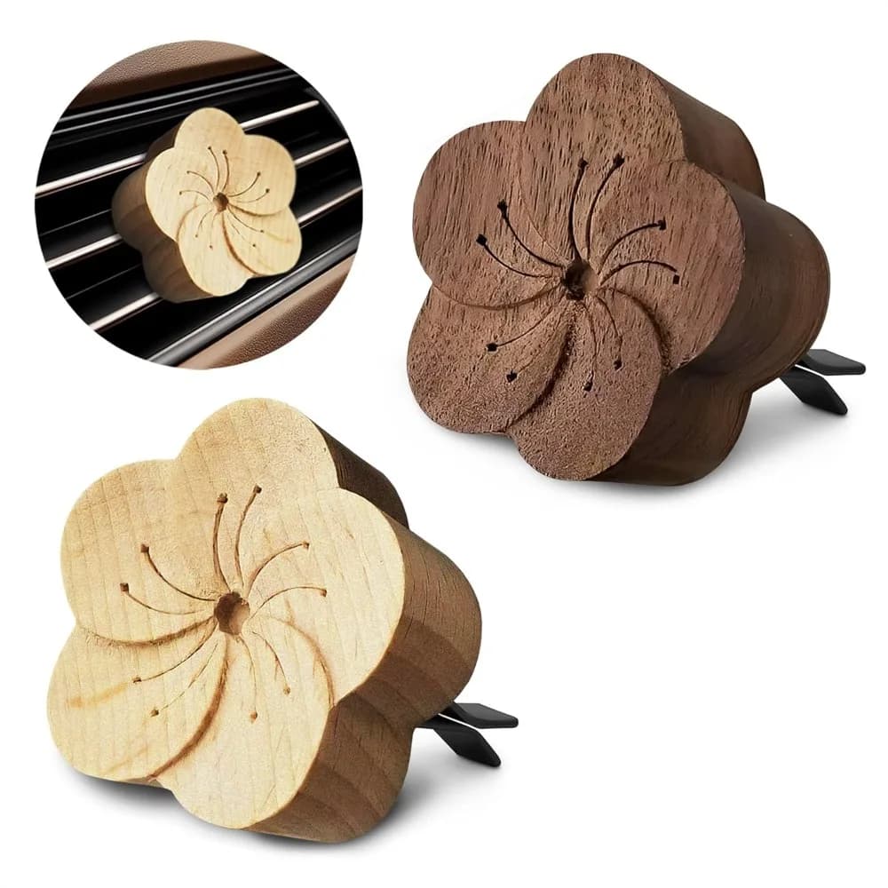 Diffusori per auto da 2 pezzi per oli essenziali: clip di sfiato per diffusore di oli essenziali per auto in legno con clip magnetica, facile da usare per il rinfrescare