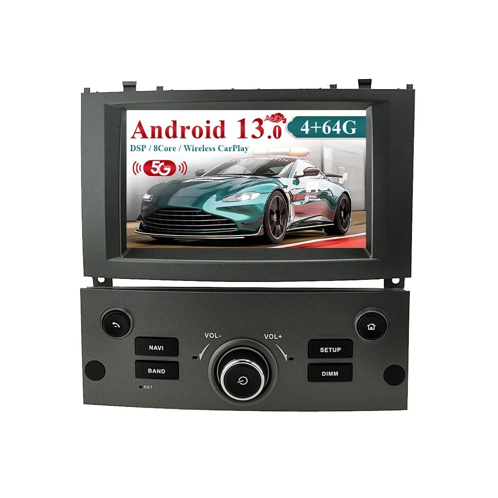 Android 14 4 + 64GB Audio Radio Per Peugeot 407 2004-2010 Carplay Auto Multimedia Stereo Lettore GPS di Navigazione registratore a nastro