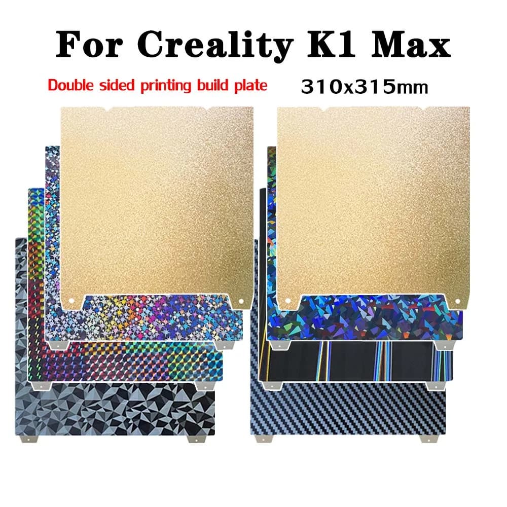 Piastra di Costruzione Magnetica PEI per Creality K1 Max, Foglio in Acciaio a Molla 310x315mm per Piattaforma di Stampa Creality K1 MAX