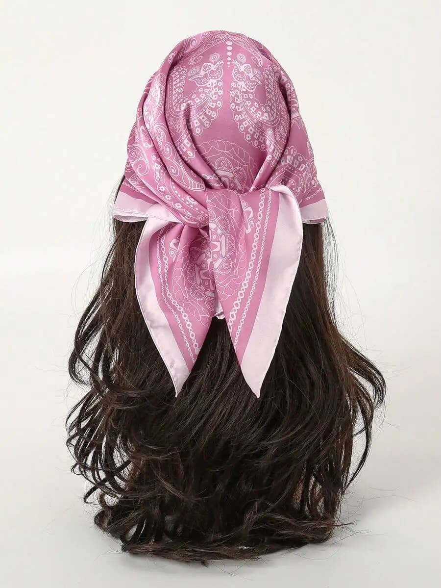 1pc Simple Printed 70cm Square Scarf, New Spring Bandana For Women, Versatile Waist Tie, Headband, Fashion Neckerchief,Beach,Hol