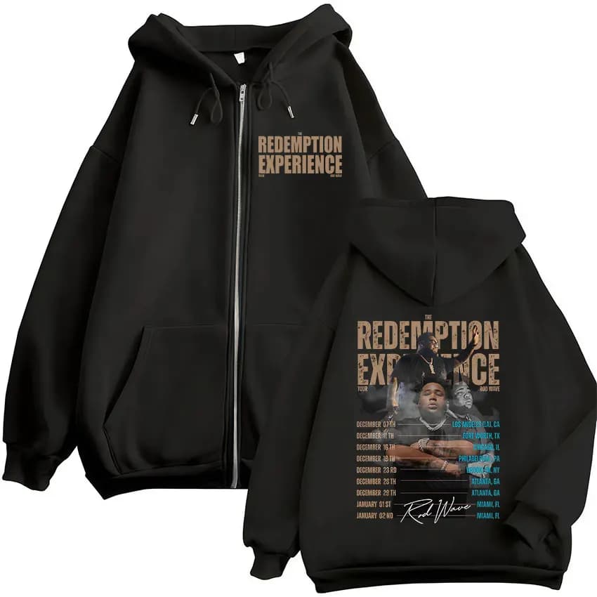 Rapper Rod Wave The Redemption Experience Tour Hinge Women's Clothing Fashion Zippered Hip Hop Streetwear