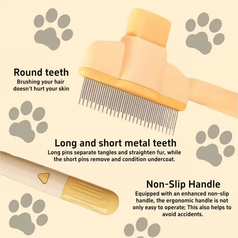 Pettine per gatti per animali domestici Spazzola per depilazione per cani e gatti Pulizia Detergente per capelli Prodotti per la pulizia di bellezza Spazzola per toelettatura per rimuovere nodi