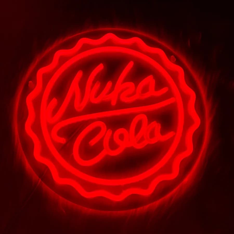 Alimentato tramite USB, sala giochi, camera da letto, bar, applique da parete Man Cave, facile da Han, insegna al neon a LED Nuka Cola, decorazione da parete con tappo di bottiglia rosso