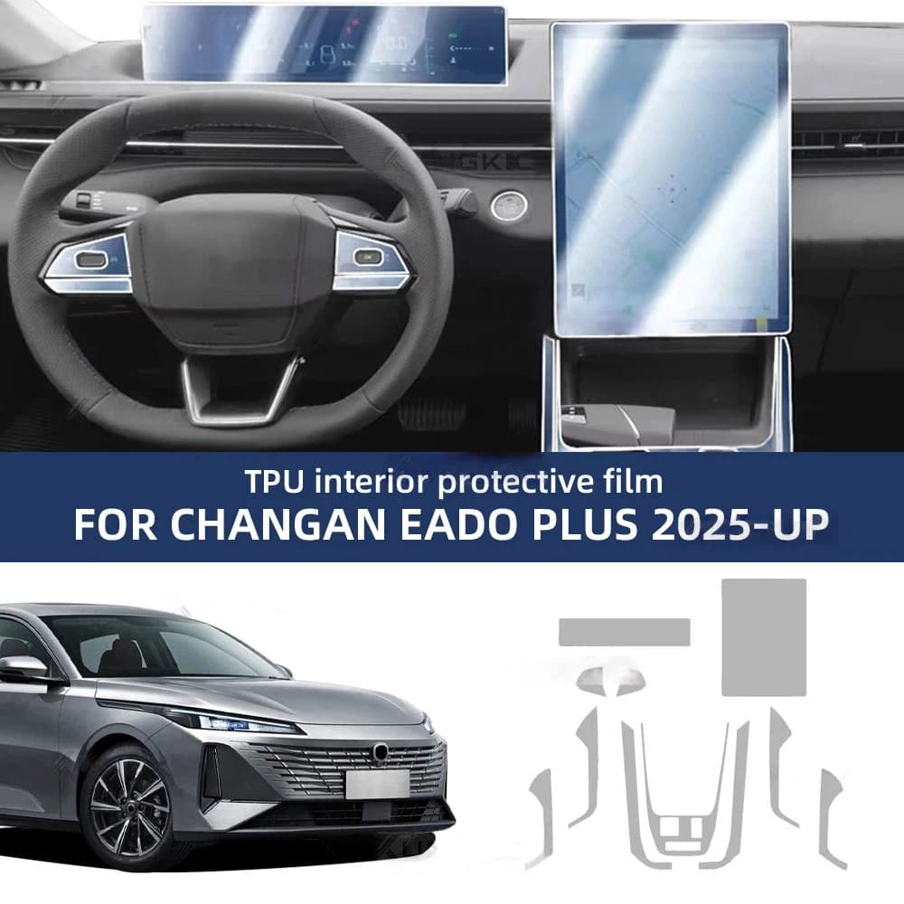 Pellicola Protettiva Trasparente per Interni Changan Eado Plus 2025, Adesivo per Controllo Centrale, Cambio, Navigazione GPS, Anti-graffio, TPU PPF, Accessori