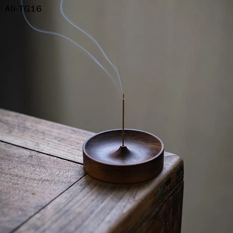 【A6Ry】1 Pezzo Porta Incenso in Legno, Base per Bruciatore di Incenso, Supporto Rotondo per Bastoncini di Incenso, Accessori Decorativi per la Casa 9.5*2.4cm