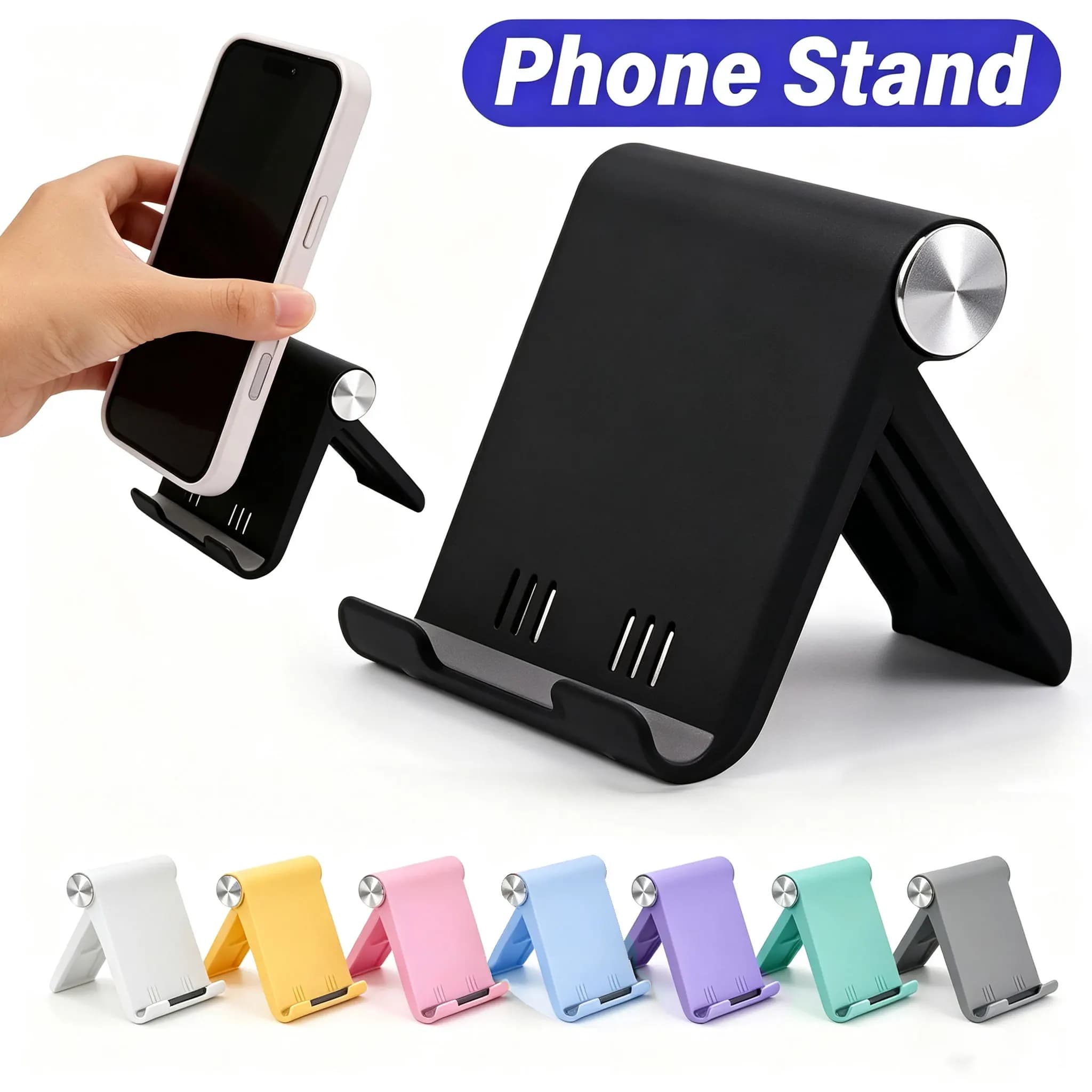 2pcs Foldable Phone Stand, 8 Colors Adjustable Desktop Holder, Portable Anti-Slip Support for Phone & Tablet