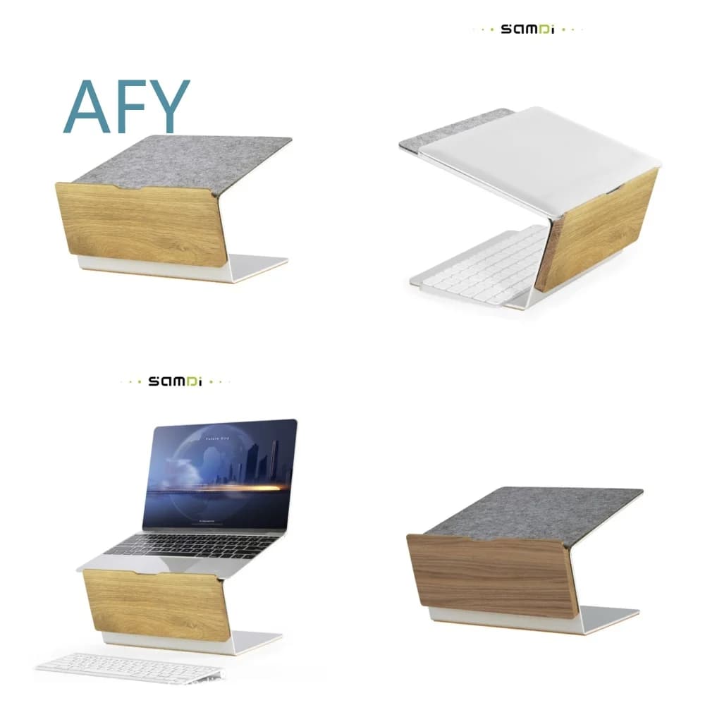 Aluminum Laptop Stand for MacBook Pro Air Dell HP Lenovo Tablet Desktop Riser Ergonomic Adjustable Height Cooling Pad for