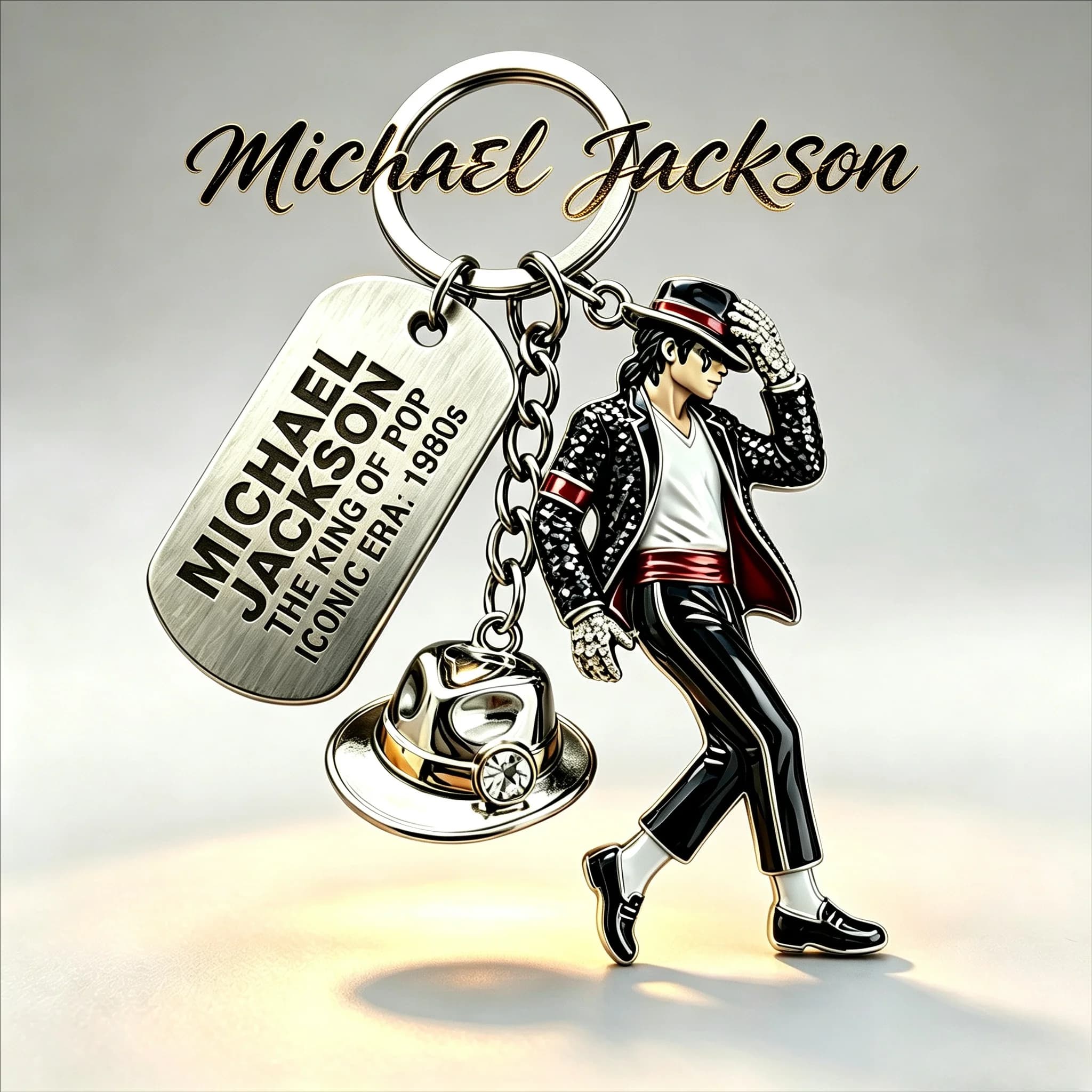 2026 Michael Jackson Keychain, Classic Dance King Pendant Key Ring, Fashion Singer Key Chain, Creative Gift for Men Women