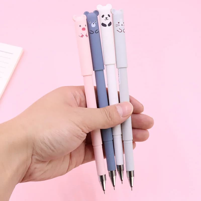 4 pz/set Kawaii Maiale Orso Gatto Penna Gel Cancellabile Ricariche Aste 0.5mm Blu Inchiostro Nero Manico Lavabile Forniture Per Ufficio Scolastico carrello regalo