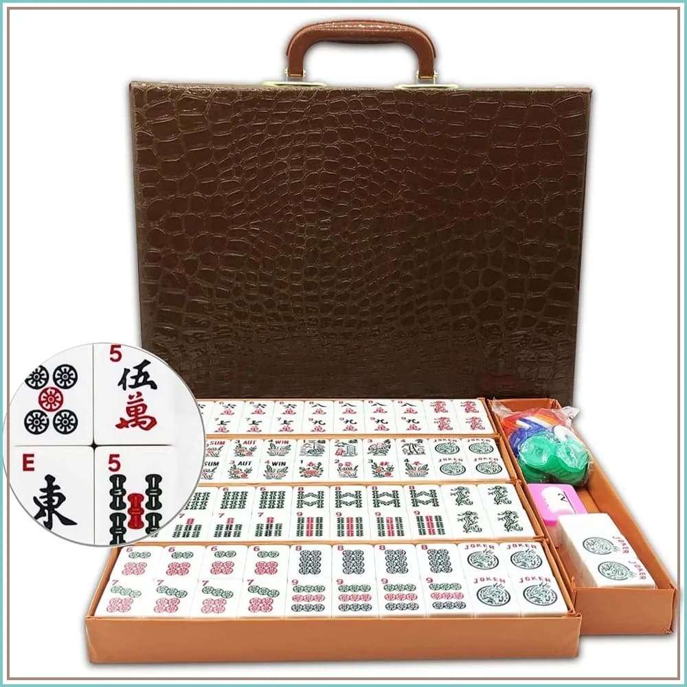 American Mahjong Set 166 Tiles, Travel Case, Dices, Chips, Manual, Wind Indicator - Racks Not Included