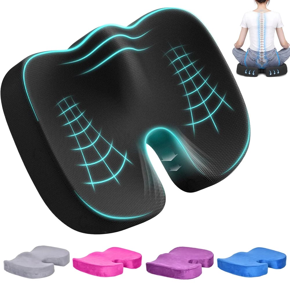 Seat cushion for office chair, memory foam cushion, sciatica coccige pain relief, pressure relief, seat cushion, game seat