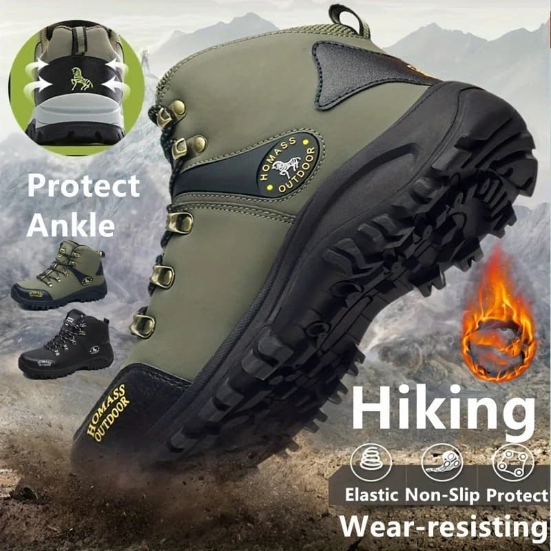 Scarpe da trekking da uomo Calore esterno Peluche Stringate antiscivolo Stivali alti da uomo Traspiranti Scarpe sportive casual con suola spessa da uomo