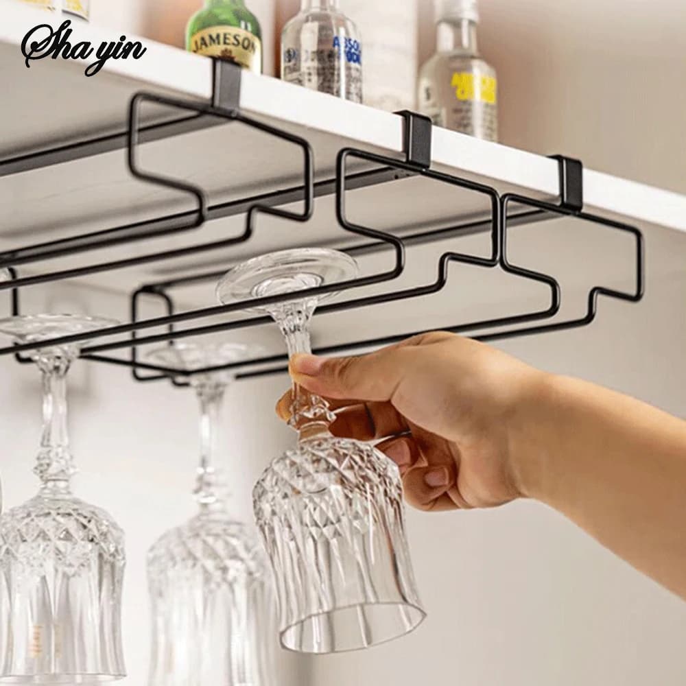 Hanging Red Wine Glass Storage Rack, Home High Footed Cup Storage Rack Without Punching Holes Inverted Drain Rack Organizer