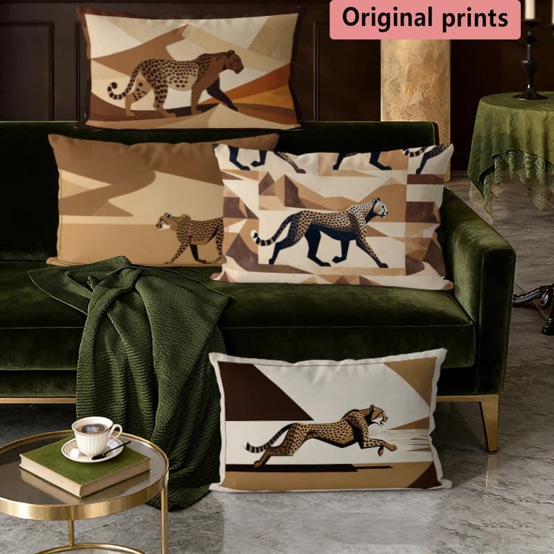 Fodere per cuscini lombari con motivo geometrico moderno Cheetah, adatte per divano, camera da letto, auto, cuscino rettangolare per la schiena