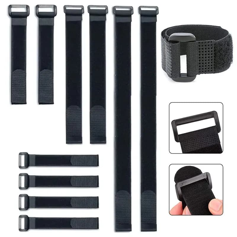 5 pezzi cinghia di fissaggio ad anello con gancio 2 cm x 15 ~ 60 cm fascette in nylon riutilizzabili per il fissaggio dei cavi accessori multiuso fai da te