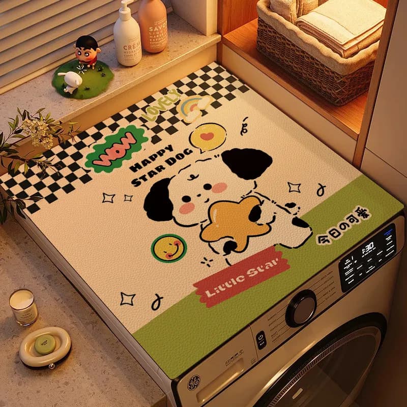 VIKAMAins Korean Black And White Checkered Star Dog Washing Machine Cover Pad Anti-Slip Drum Washing Machine Dust Pad