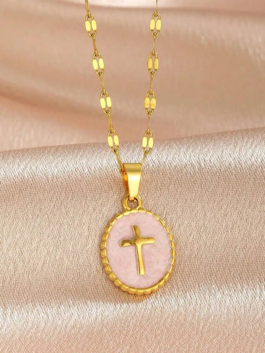 Elegant Minimalist Cross Pendant Necklace Stainless Steel Daily Wear Religious Jewelry For Women
