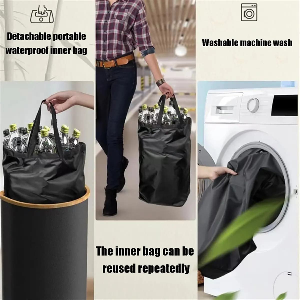 MALL Recycling Bin for Kitchen ,Recycle Bin with 1 Removeable and Reusable Inner Bag, Large Recycling Bin with Lid for Bottle