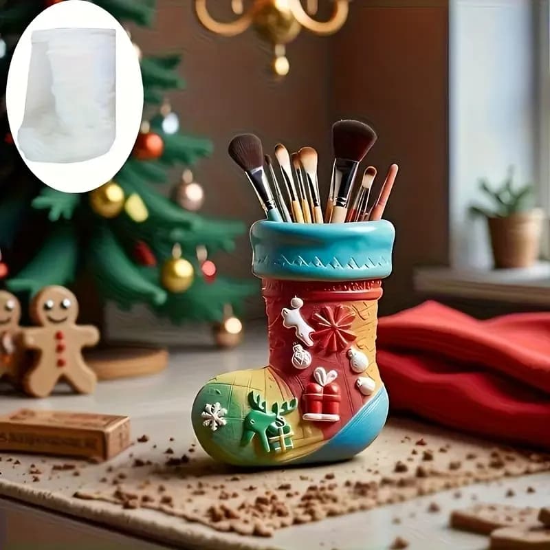 Christmas Stockings Shape Ornament Making Gypsum Cup Mold DIY Glue Mold Aromatherapy Candle Cup Vase Storage Cup Silicone Mould