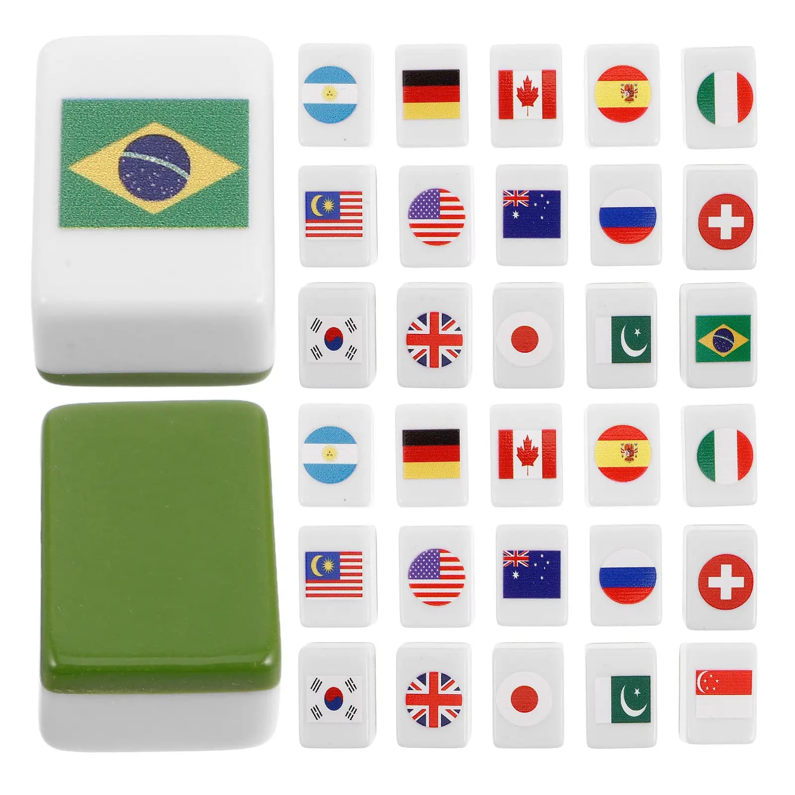 Set di 48 Tessere Mahjong con Bandiere Nazionali, Gioco da Tavolo per Famiglie, Tessere Colorate Facili da Imparare, Gioco di Spostamento Tessere per Adulti