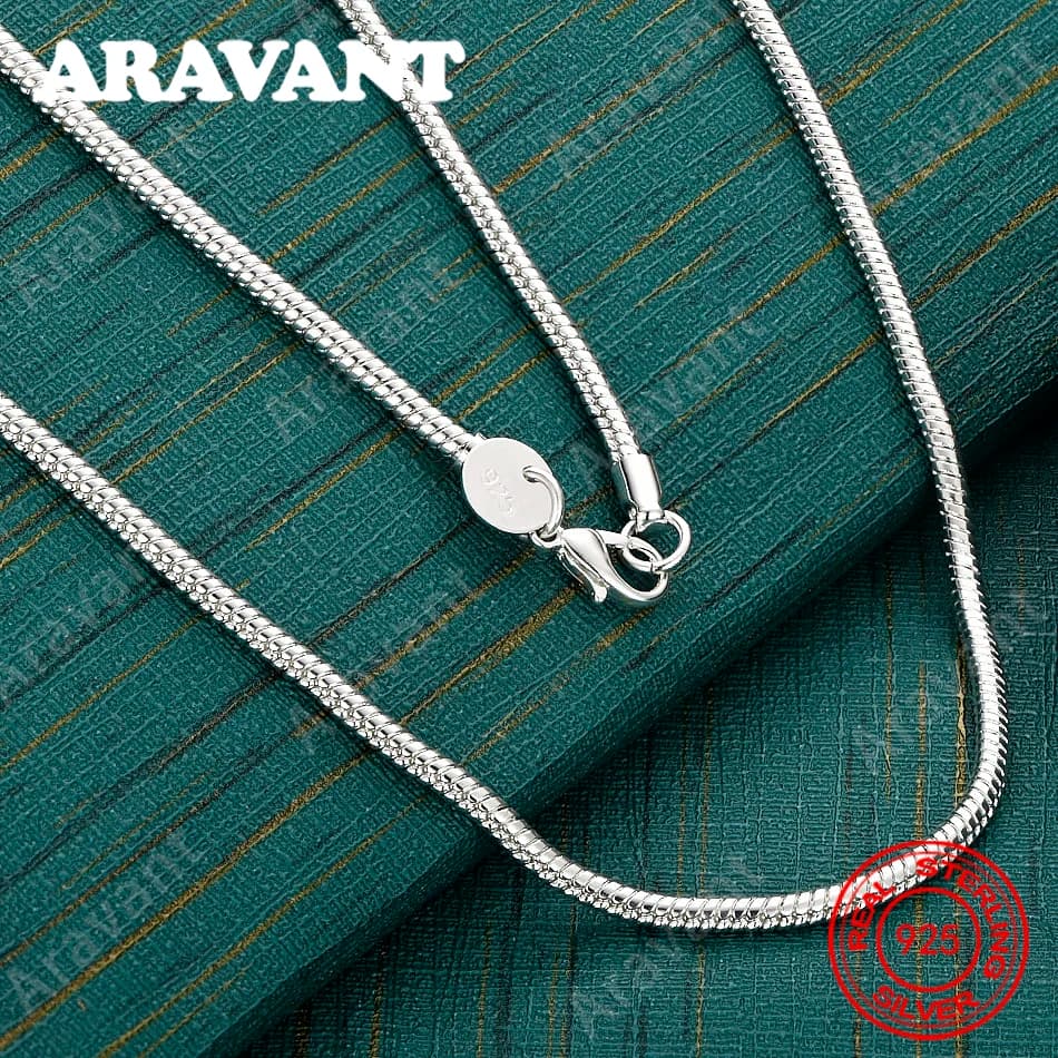 Collana a Catena Serpente in Argento Sterling 925 da 3mm, Accessorio da Donna per il Quotidiano, Gioiello Regalo di Natale