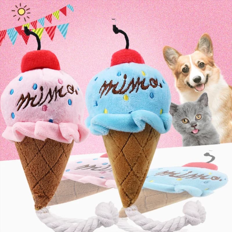Pet Toys frutta animali gelato suono giocattolo Cartoon Dog Toys farcito Squeaking Pet Cute peluche Puzzle per cane gatto masticare giocattolo stridulo