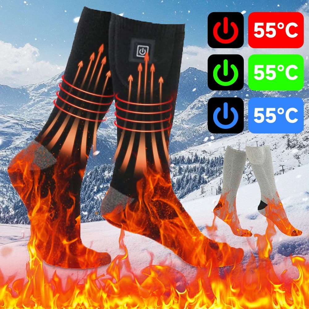 Electric heating socks Ski socks at 3 temperature levels Winter cold-resistant thermal socks for cycling, camping, skating