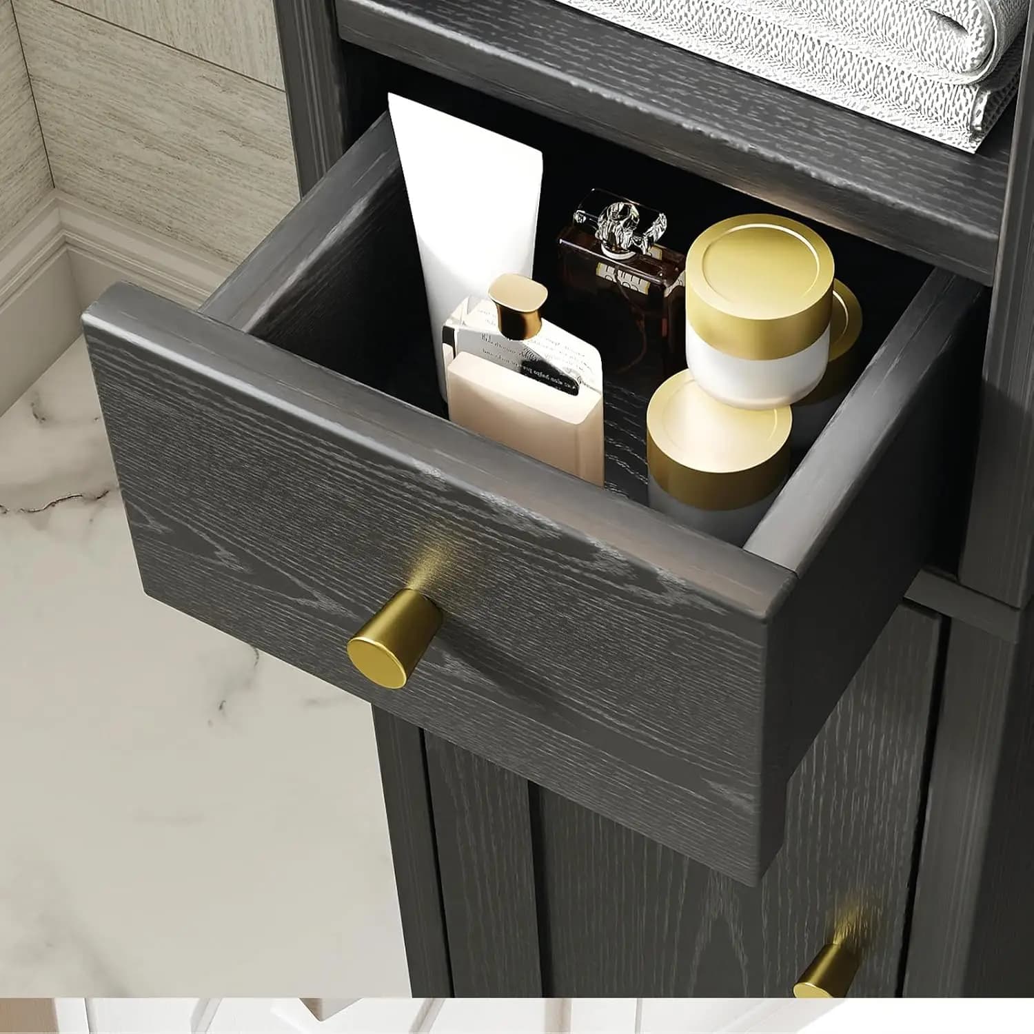 Mobiletto salvaspazio per bagno con anta e ripiano, porta carta igienica stretto, mobiletto sottile autoportante con ripiani regolabili