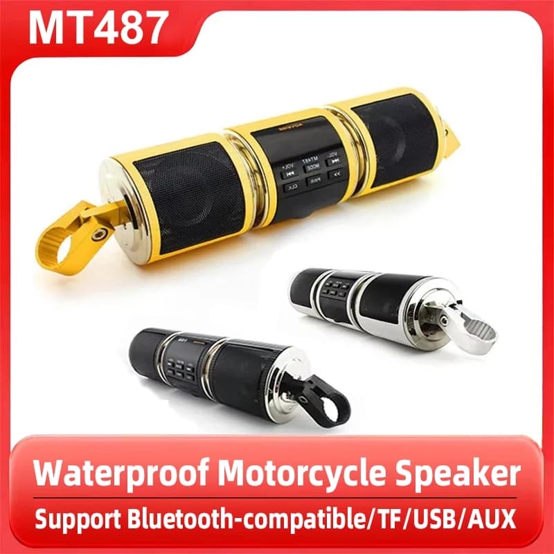 Motorcycle Audio Bluetooth-Compatible AUX In Display MP3 Music Player FM Radio AUX USB TF Card Waterproof Stereo Speaker MT487