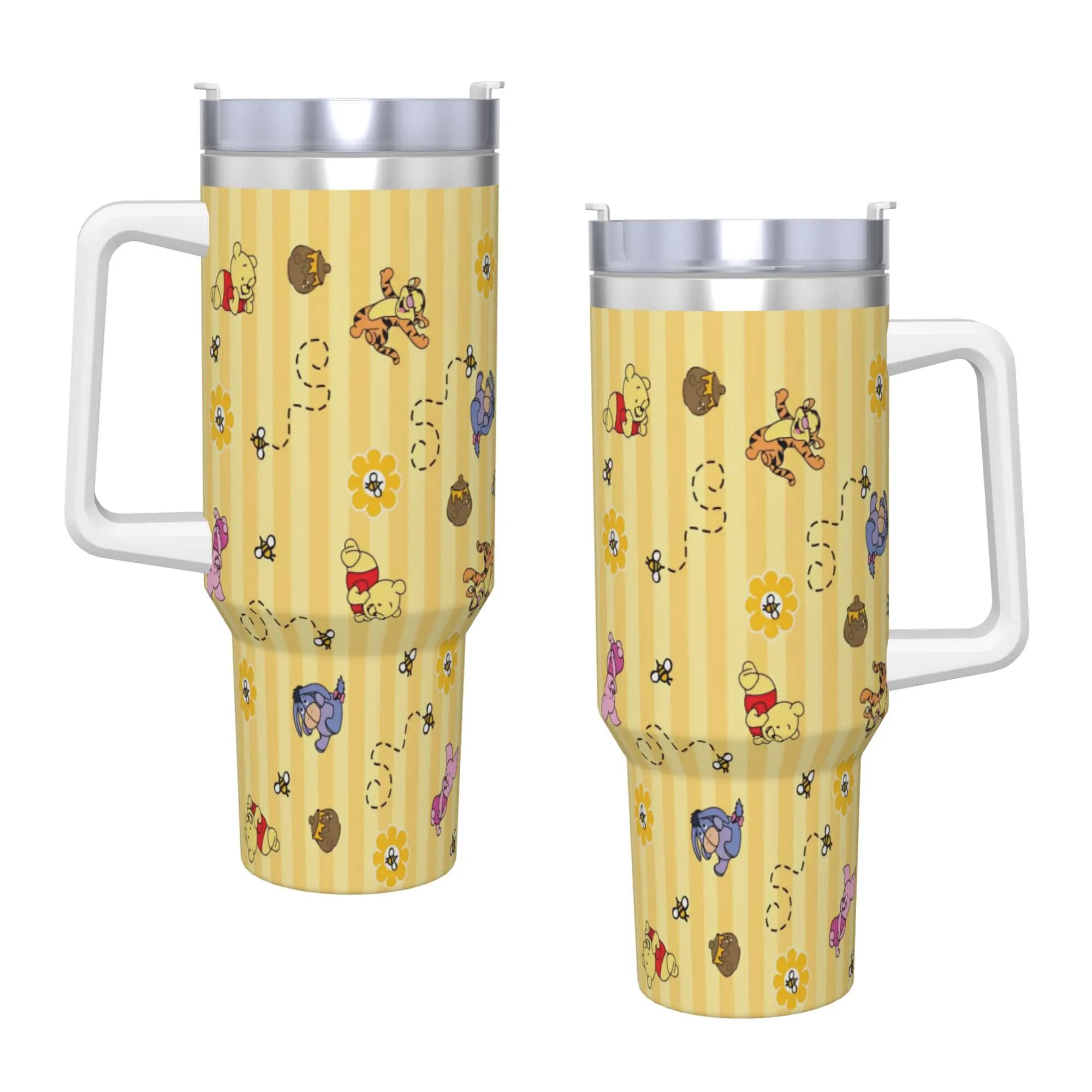 Tumbler in Acciaio Inossidabile Winnie Pooh, Tazza Termica Carina, Bottiglia Isolata per Bevande Fredde, Tazza da Viaggio per Auto con Grafica