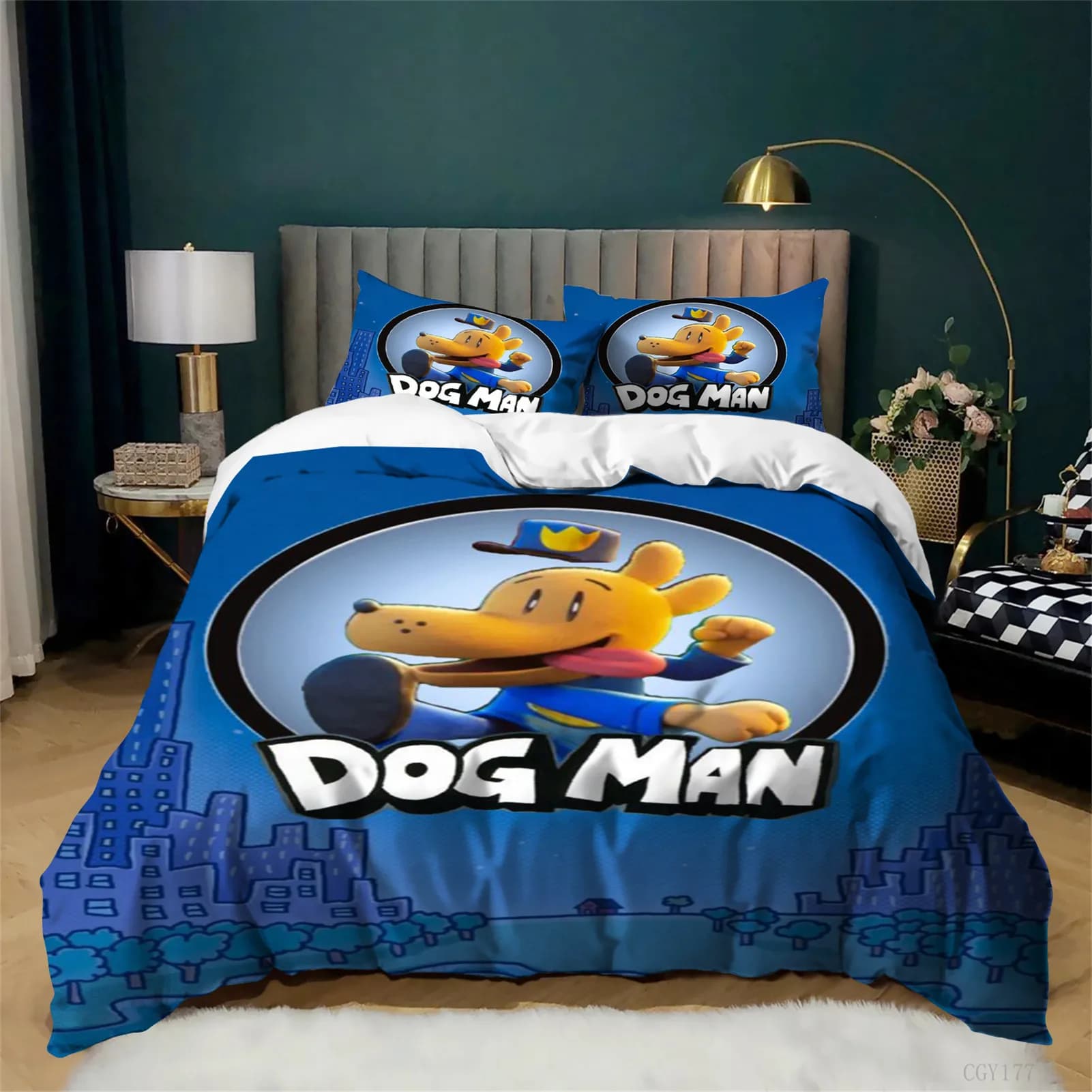 Set Cover 3 Pieces Dog Man, Set Bed Linen Lightweight and Ultra Soft, Breathable with Loyalty