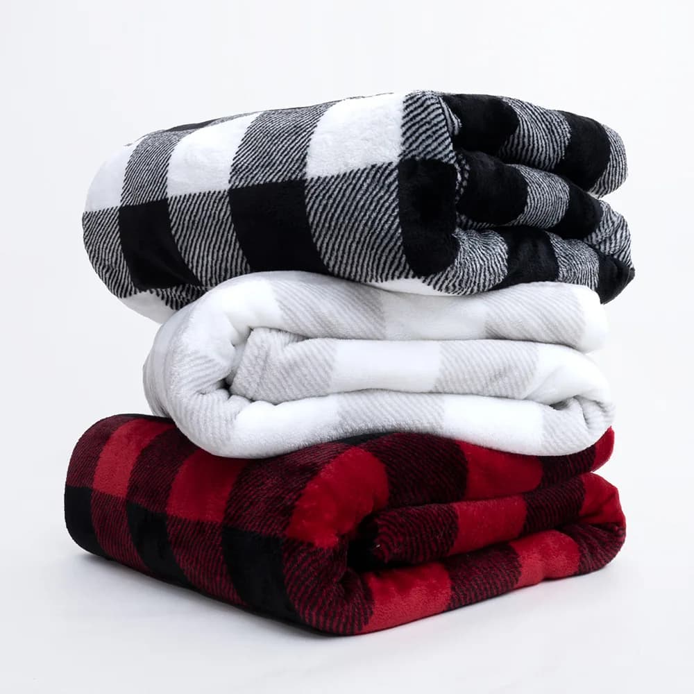 Coperta scozzese di flanella addensata per adulti calda peluche grigio rosso nero morbido copridivano nuova coperta per pisolino primaverile e autunnale